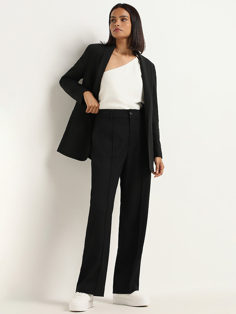 Women's Split Slit Chiffon Dress Elastic High Waist Palazzo Pants Trousers  Black at Amazon Women's Clothing store